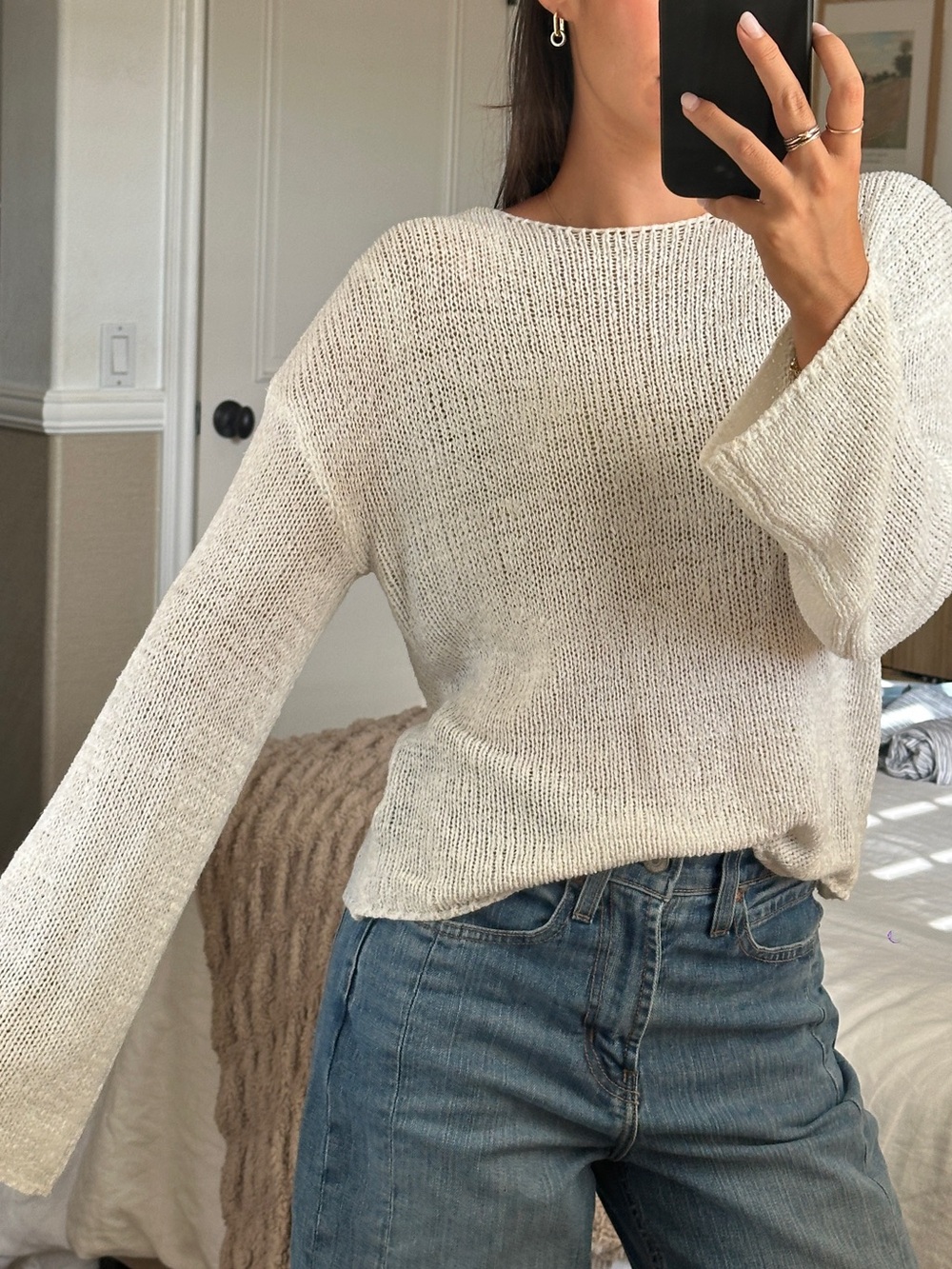 Edikted Light Cream Boatneck Knit Sweater